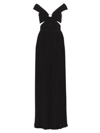 Robe plissée épaules nues en soie - Noir