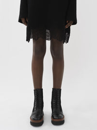 Mini robe col tunisien en laine - Black