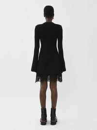 Mini robe col tunisien en laine - Black