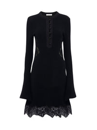 Mini robe col tunisien en laine - Black