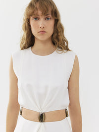 Robe longue sans manches en soie - White