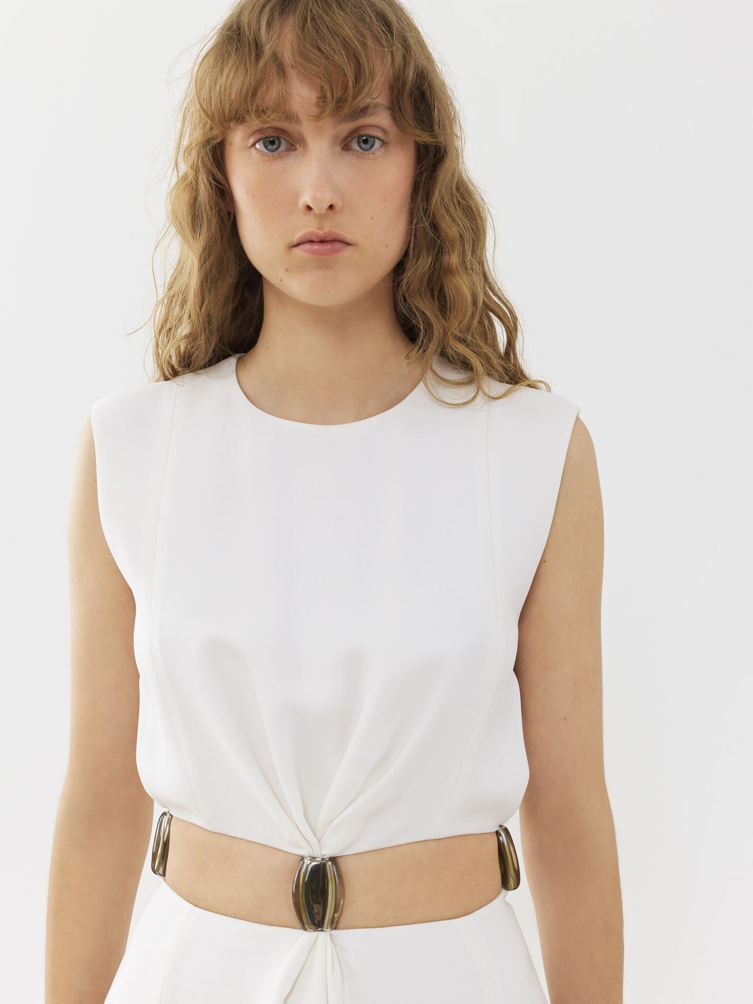 Robe longue sans manches en soie - White