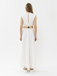 Robe longue sans manches en soie - White