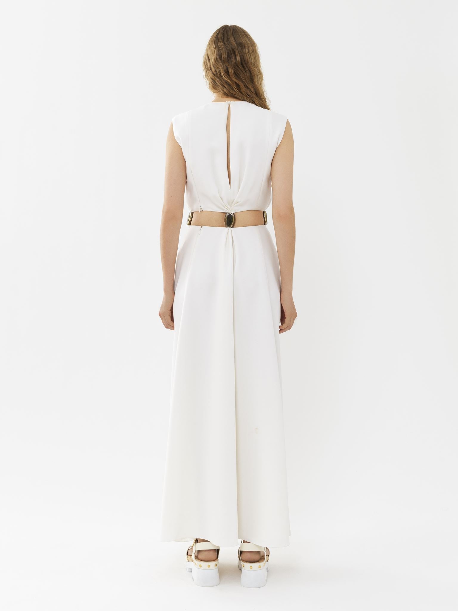 Robe longue sans manches en soie - White