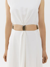 Robe longue sans manches en soie - White