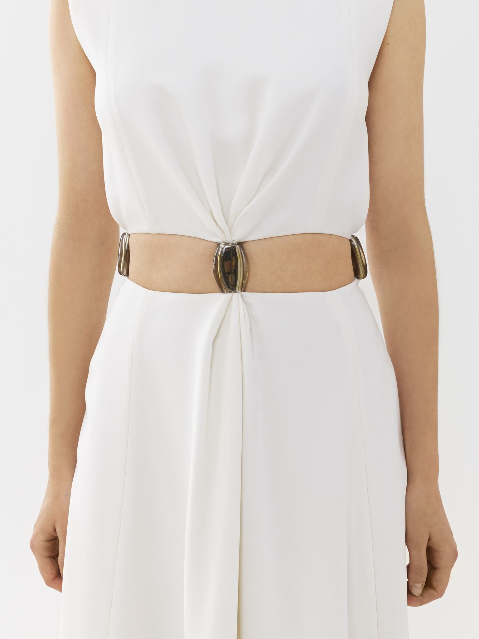 Robe longue sans manches en soie - White
