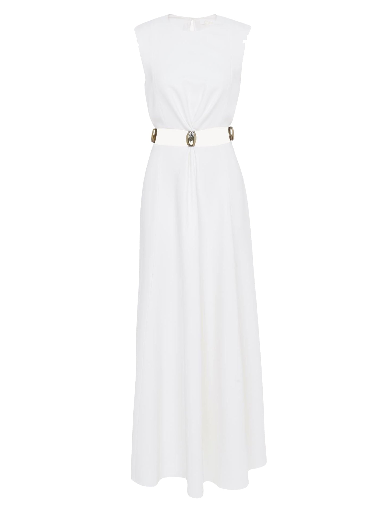 Robe longue sans manches en soie - White