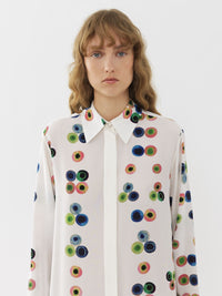 Robe chemise ample en soie - Multicolor