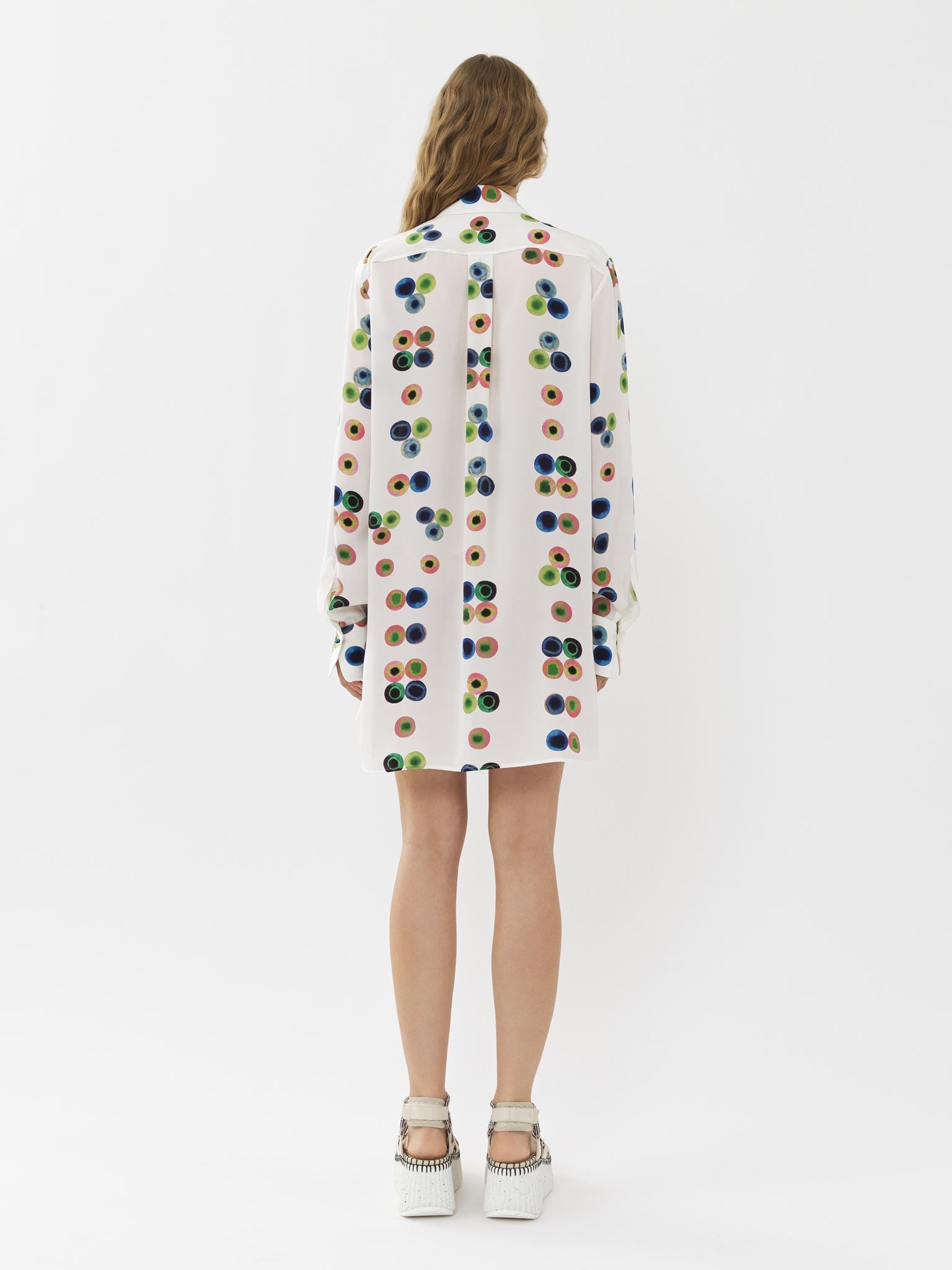 Robe chemise ample en soie - Multicolor
