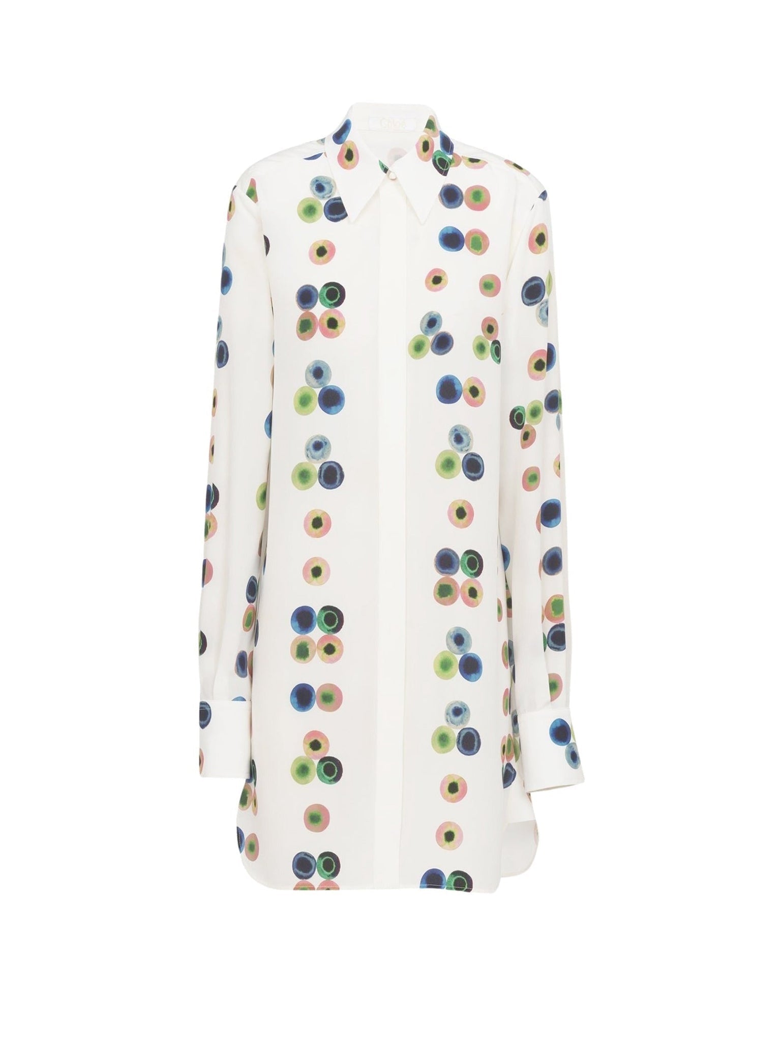 Robe chemise ample en soie - Multicolor