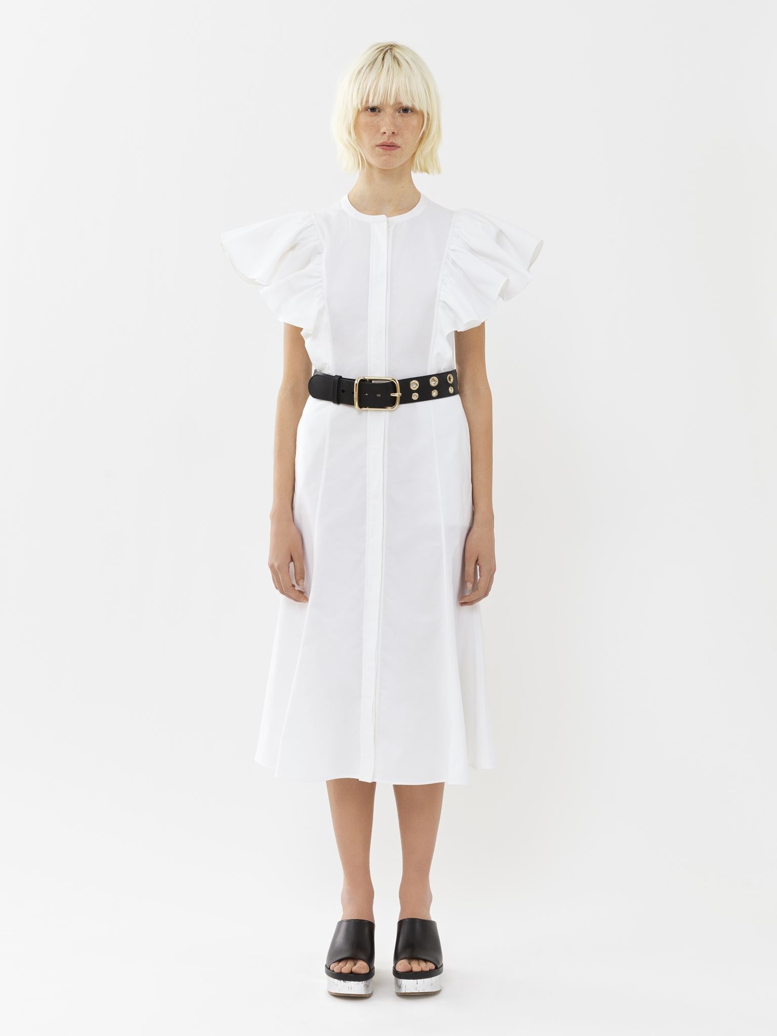 Robe midi volantée - White