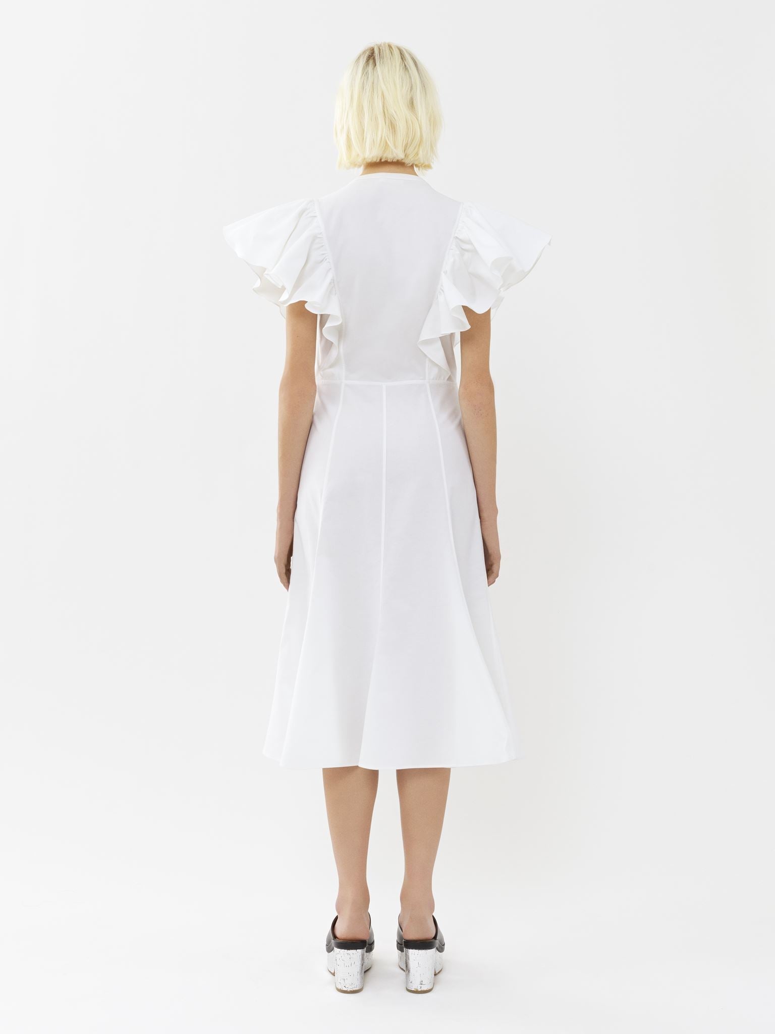 Robe midi volantée - White