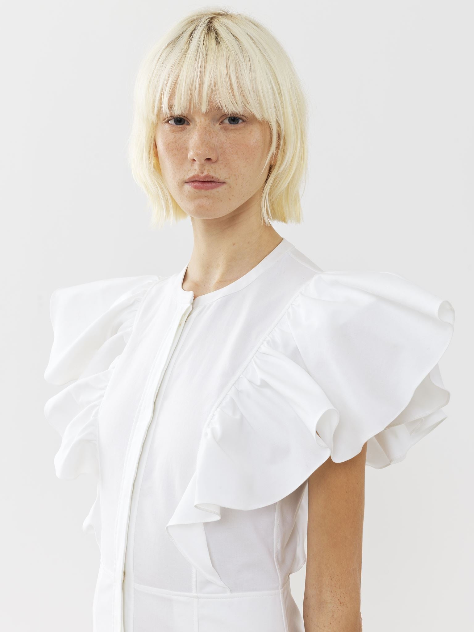 Robe midi volantée - White