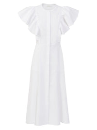 Robe midi volantée - White