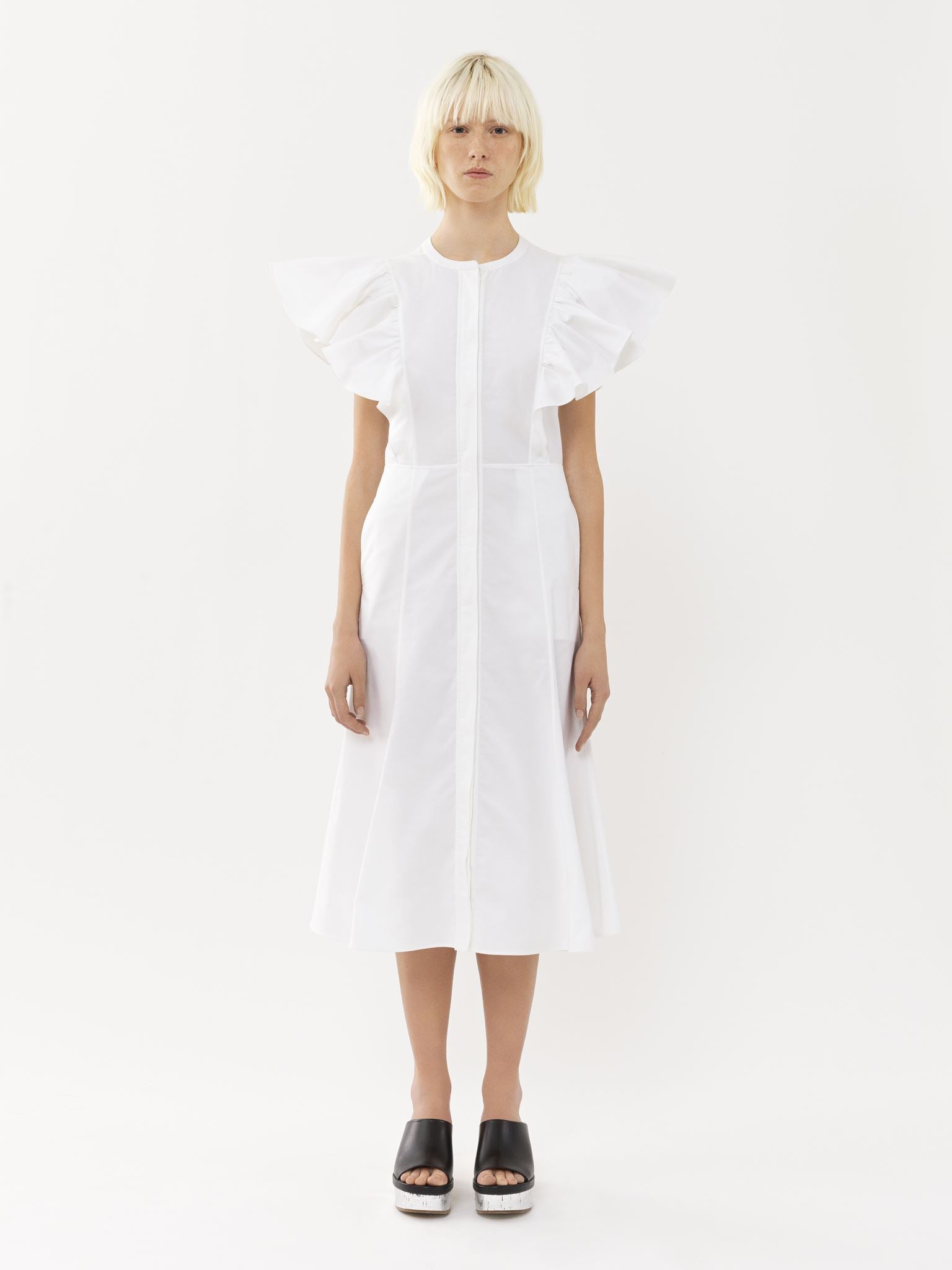 Robe midi volantée - White