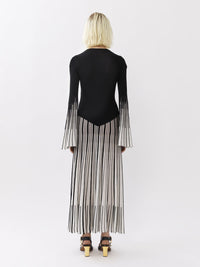 Robe longue évasée en laine - Black