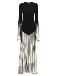 Robe longue évasée en laine - Black