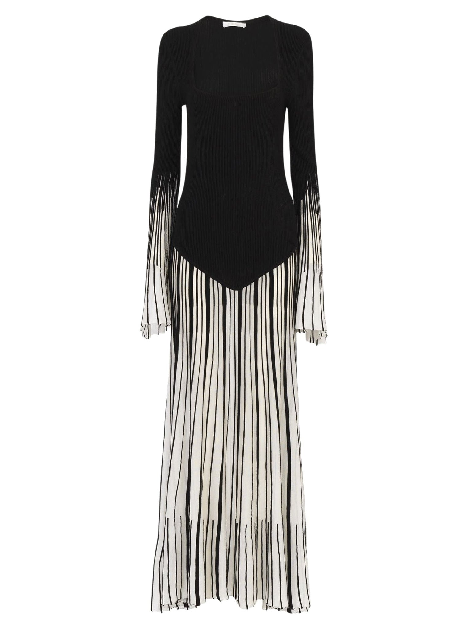 Robe longue évasée en laine - Black