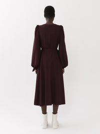 Robe midi évasée en soie - Violet Obscur