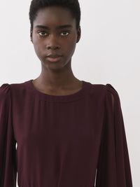 Robe midi évasée en soie - Violet Obscur