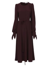 Robe midi évasée en soie - Violet Obscur