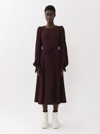 Robe midi évasée en soie - Violet Obscur