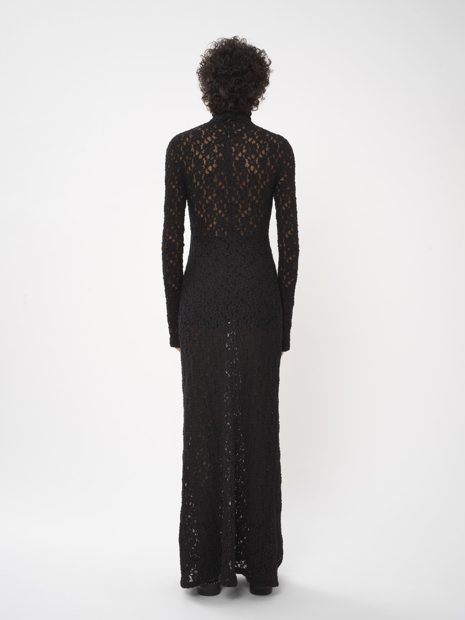 Robe longue ajustée col roulé - Noir