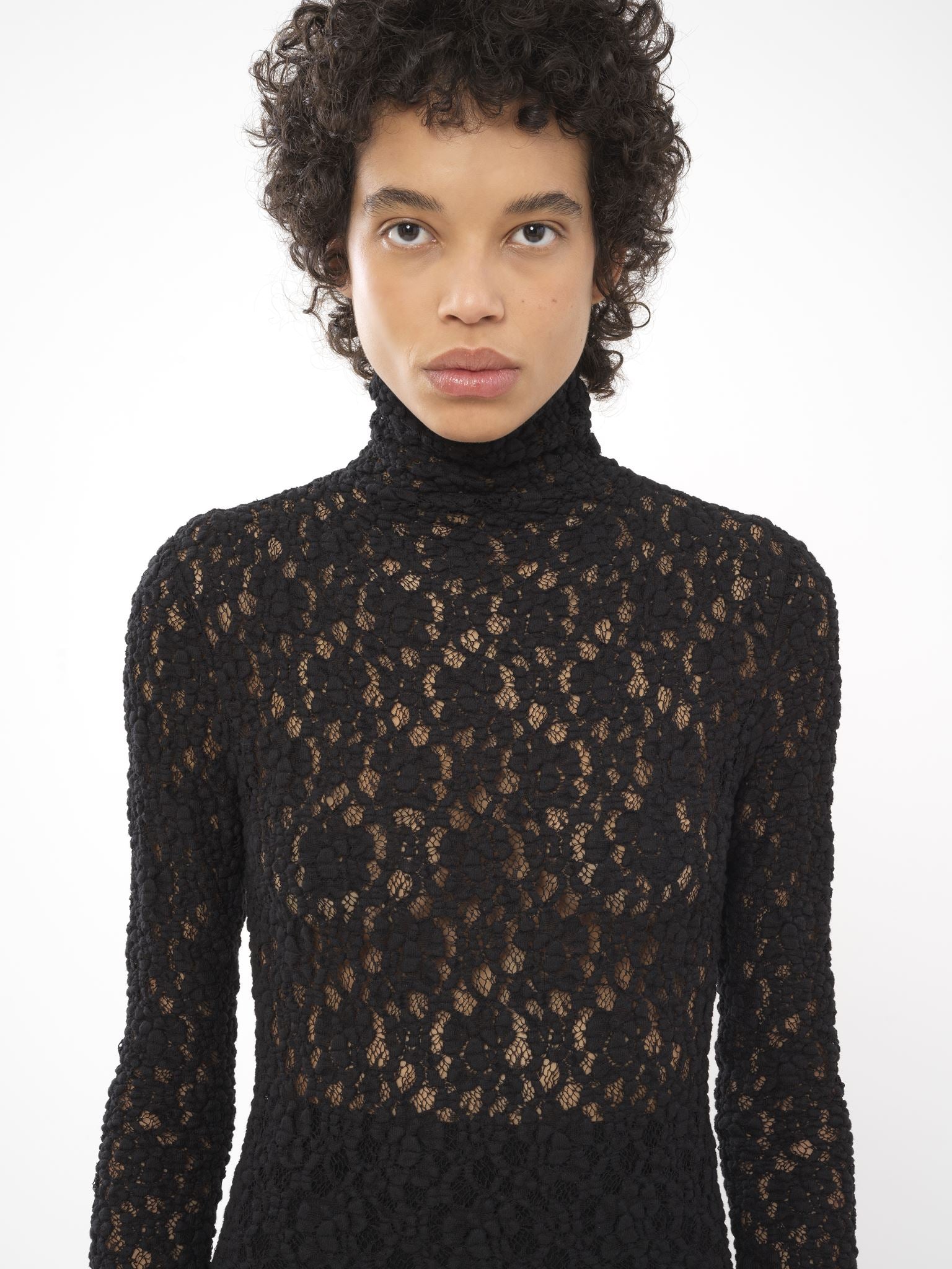 Robe longue ajustée col roulé - Noir