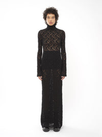 Robe longue ajustée col roulé - Noir
