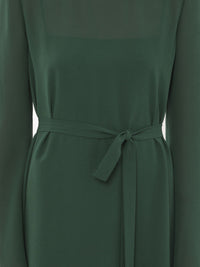 Robe tunique longue ceinturée en soie - Pin Foncé