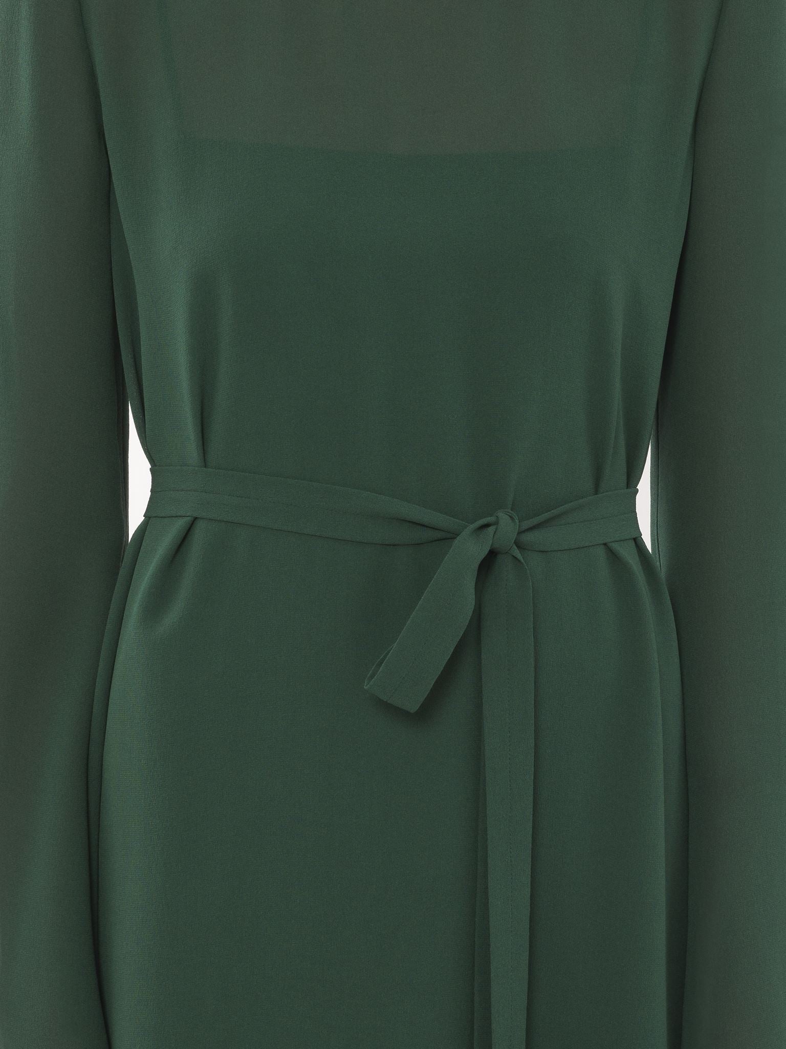 Robe tunique longue ceinturée en soie - Pin Foncé