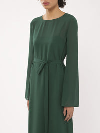Robe tunique longue ceinturée en soie - Pin Foncé