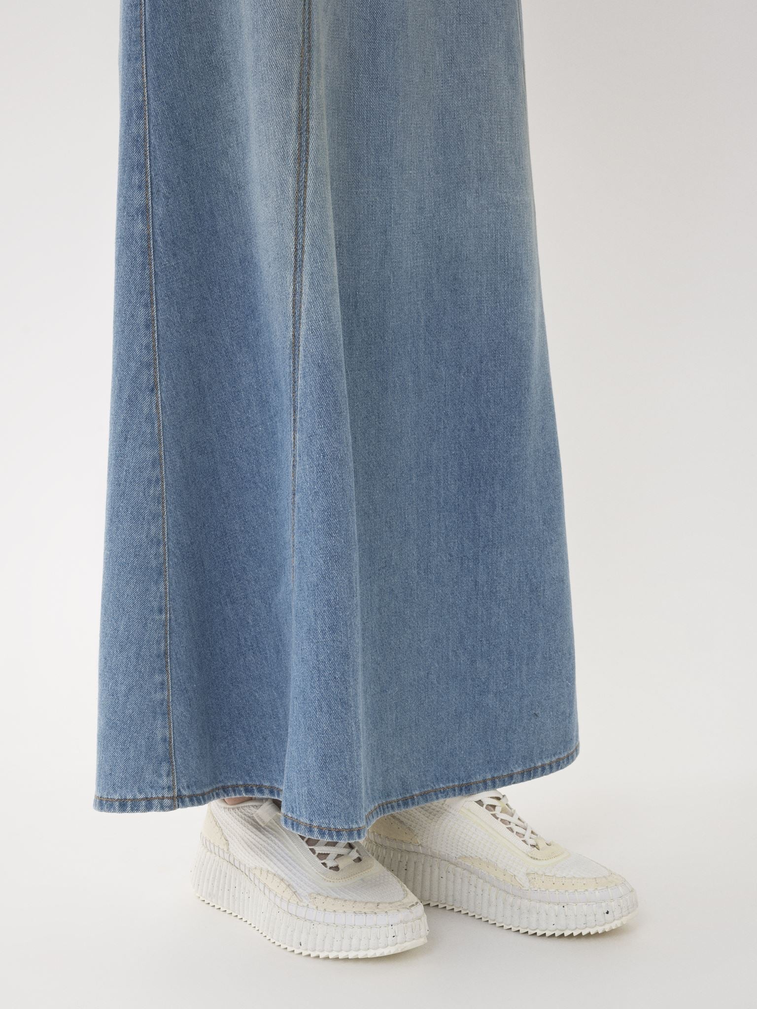 Robe longue évasée fines bretelles - Bleu Brumeux