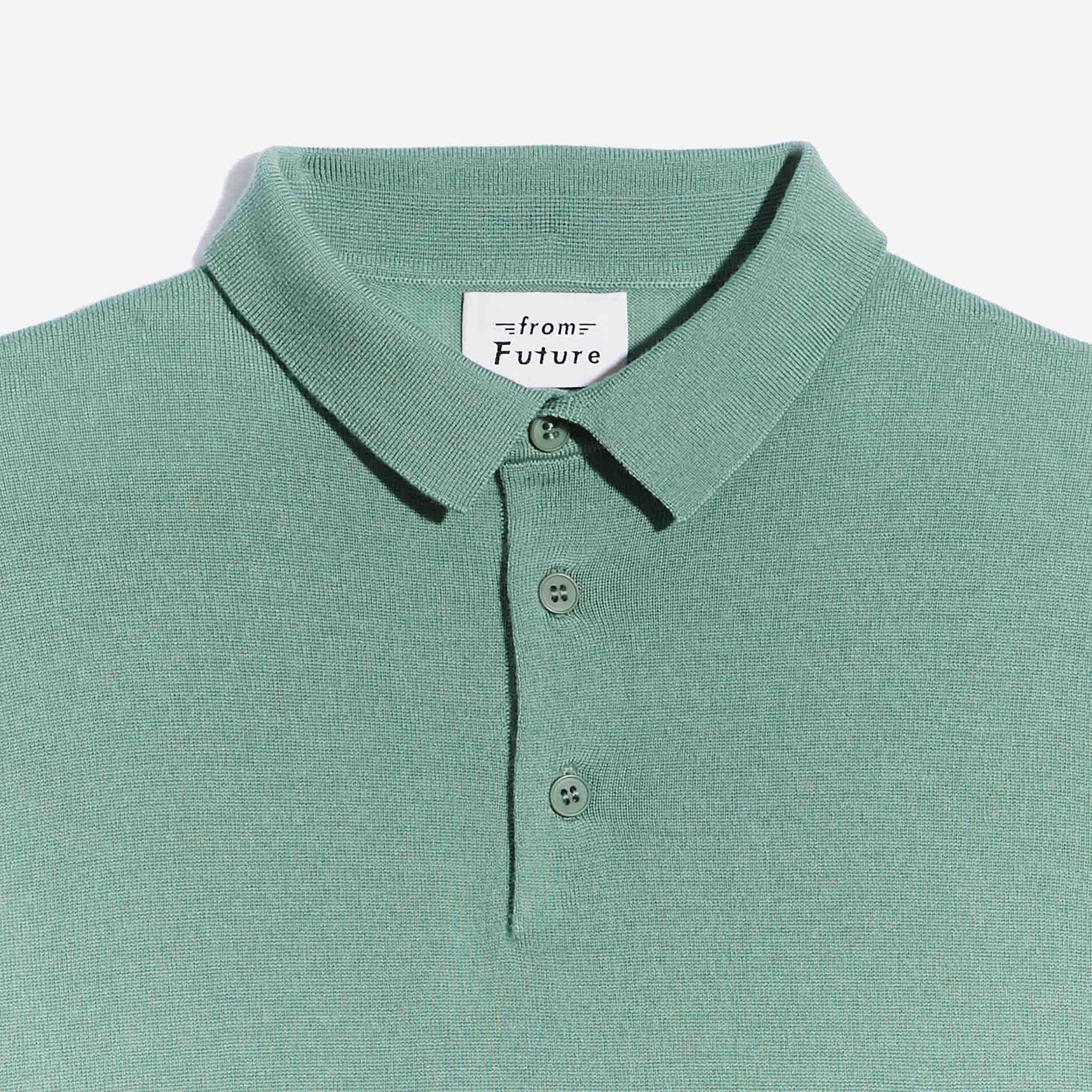 Pull polo en laine superfine - Frozen Green