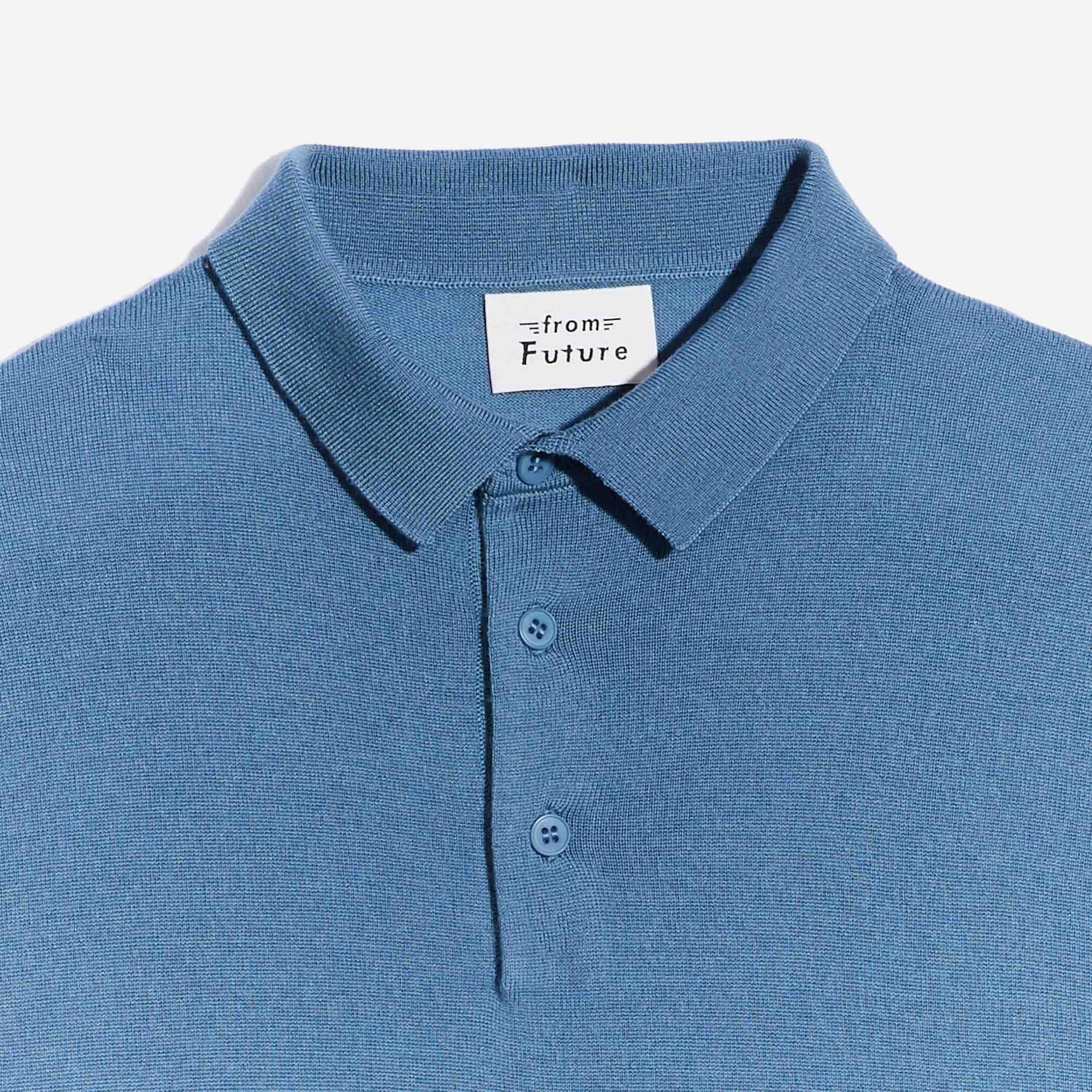 Pull polo en laine superfine - Pastel Blue