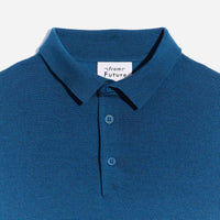 Pull polo en laine superfine - Petrol Blue