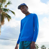 Pull à col rond fin en cachemire - Denim Blue