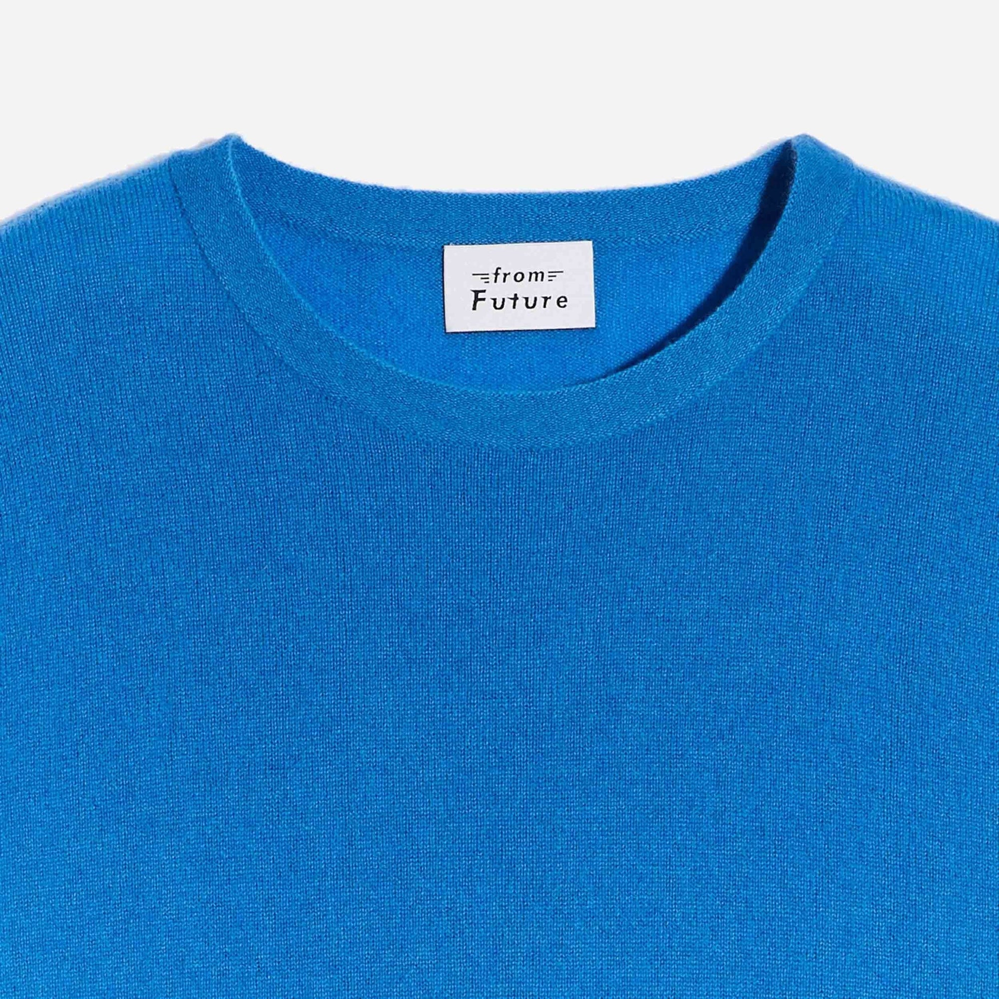 Pull à col rond fin en cachemire - Denim Blue