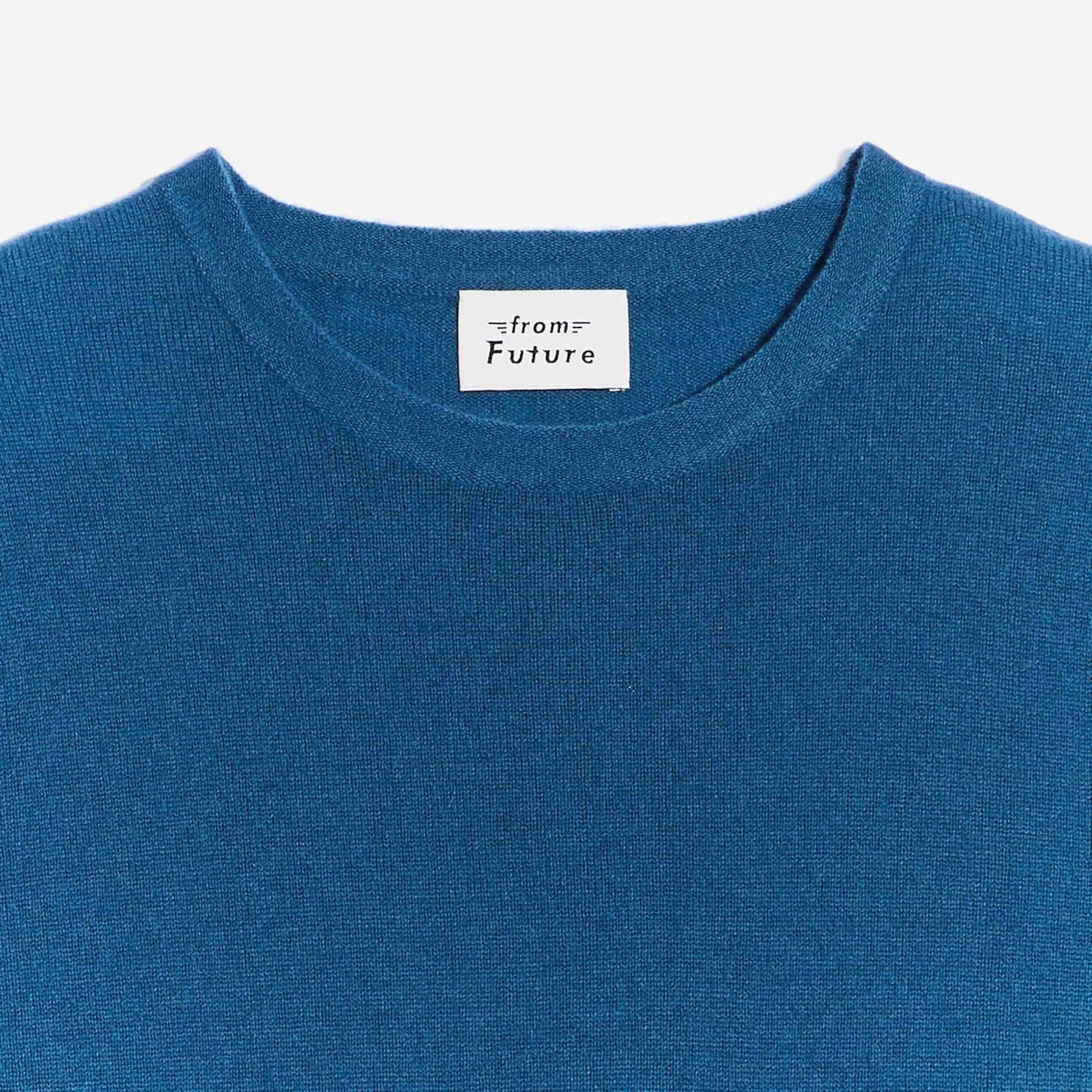 Pull à col rond fin en cachemire - Petrol Blue