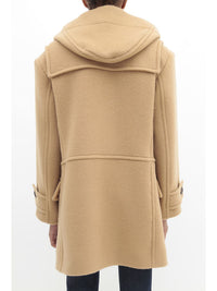 Manteau à capuche mi-long en laine - Café Brun