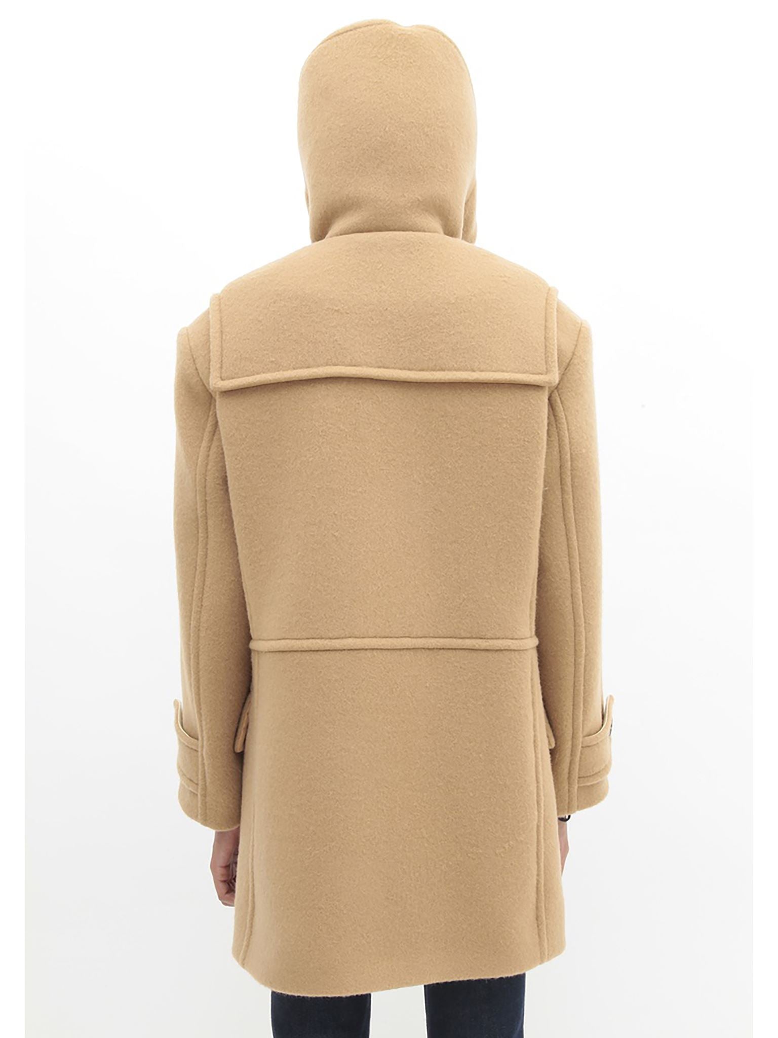 Manteau à capuche mi-long en laine - Café Brun