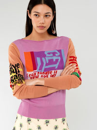 Pull col bateau Corita Kent en laine - Pink Sorbet