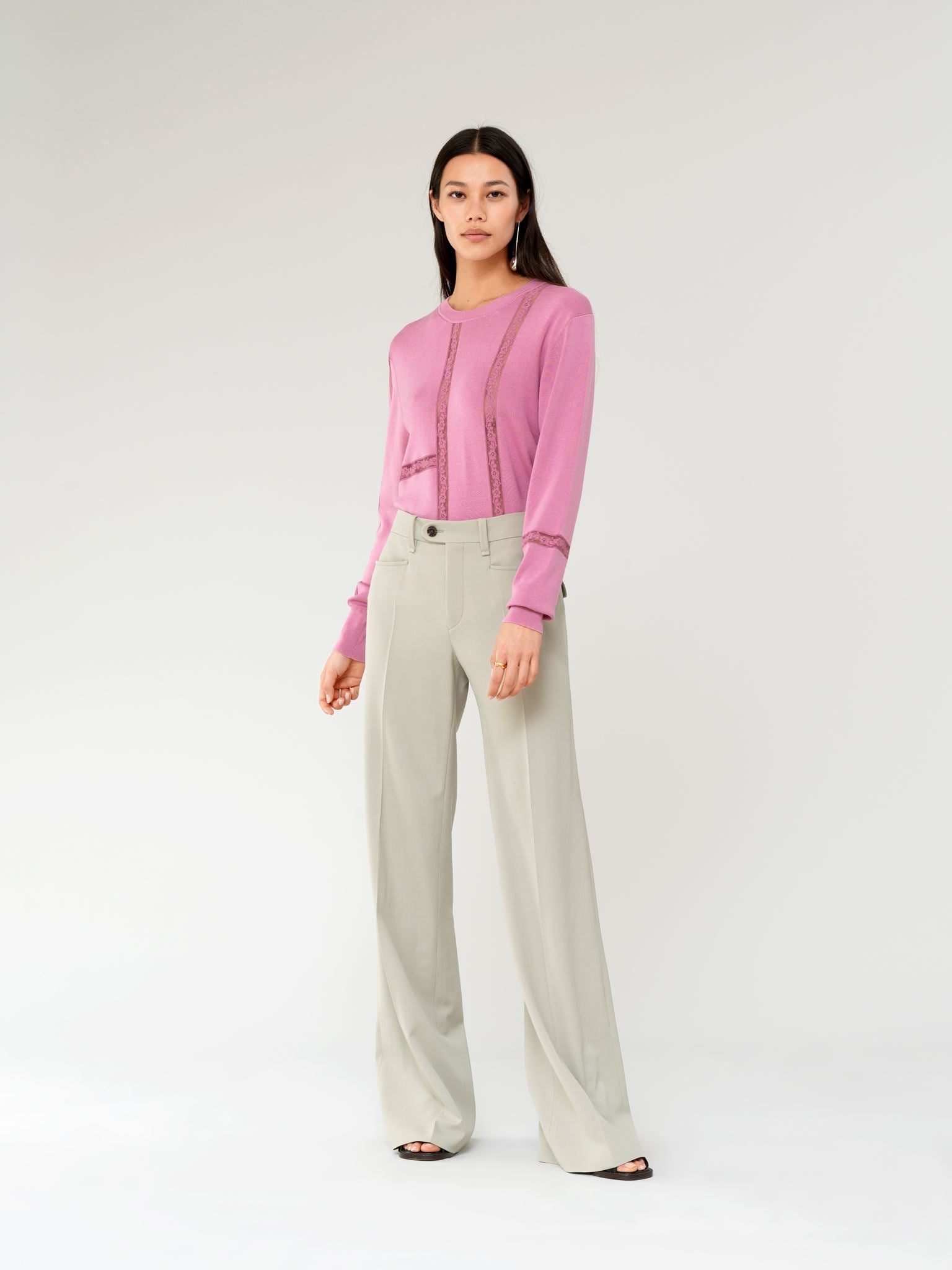 Pull col rond en soie - Joyeux Rose