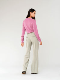 Pull col rond en soie - Joyeux Rose