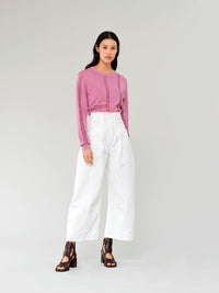 Pull col rond en soie - Joyeux Rose