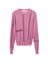 Pull col rond en soie - Joyeux Rose