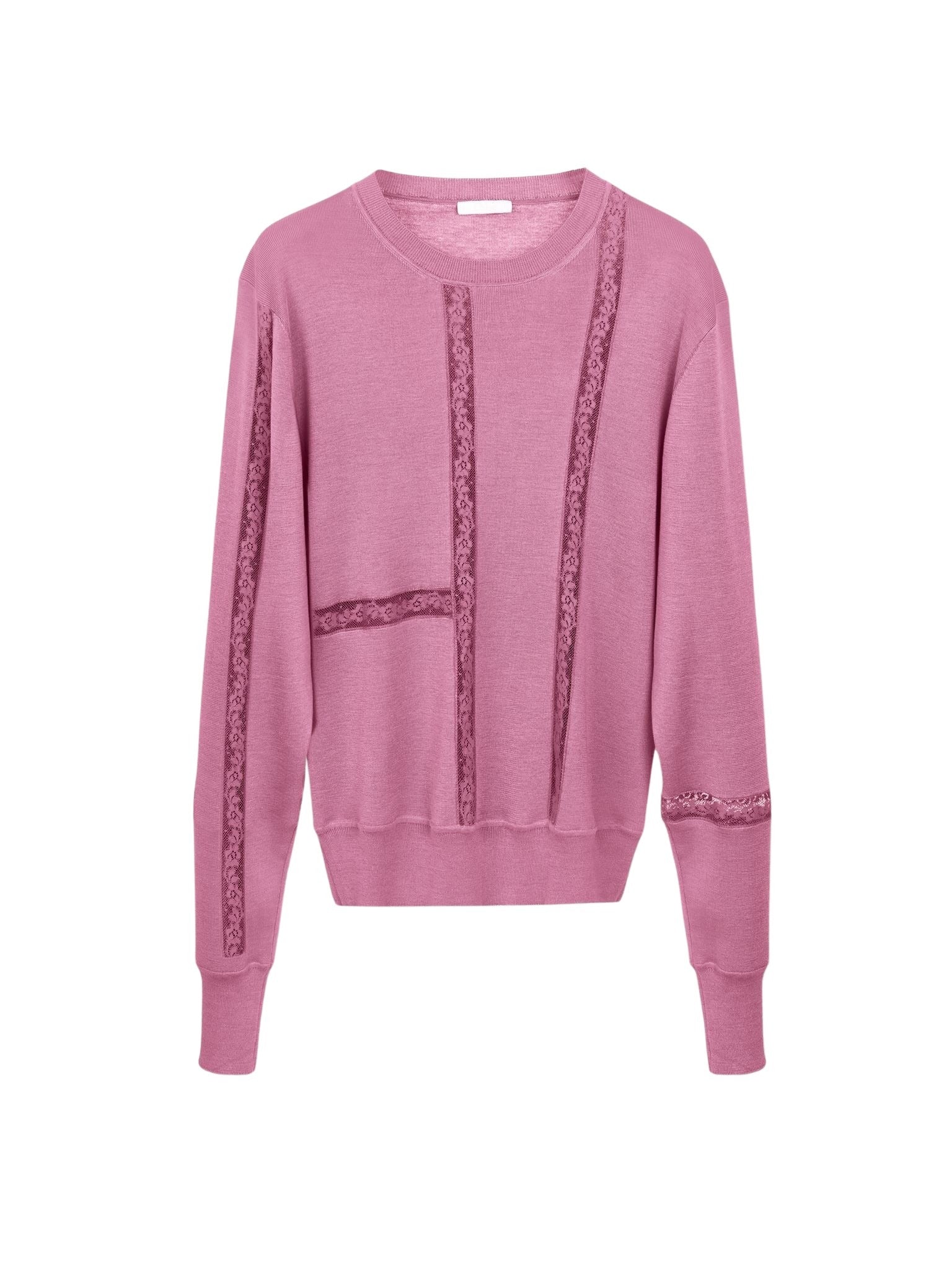 Pull col rond en soie - Joyeux Rose