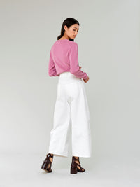Pull col rond en soie - Joyeux Rose