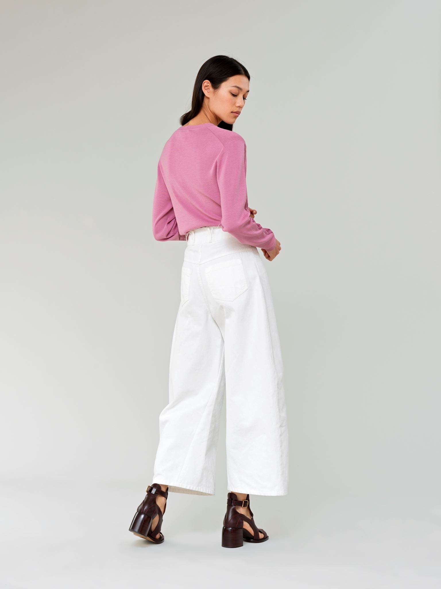 Pull col rond en soie - Joyeux Rose
