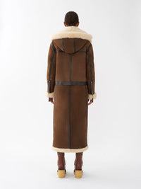 Manteau aviateur convertible en peau lainée - True Brown